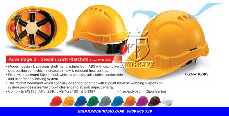 Nón mũ bảo hộ lao động Malaysia HG2-WHG3RS uy tín